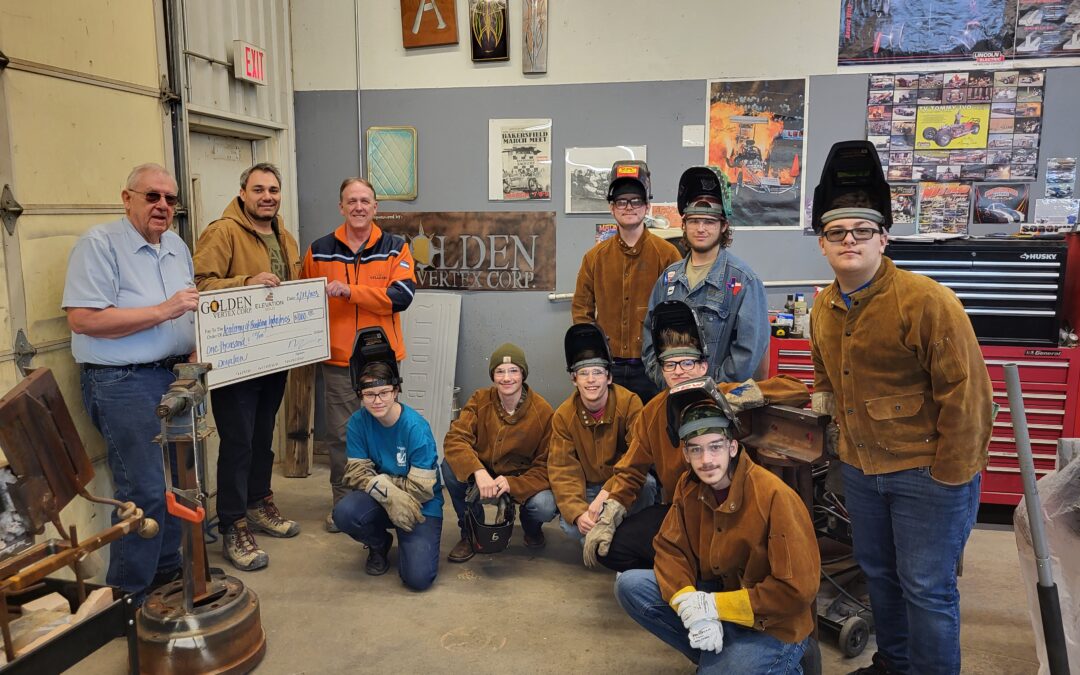 Golden Vertex supports Academy of Building Industries High School with $1,000 each semester for welding supplies