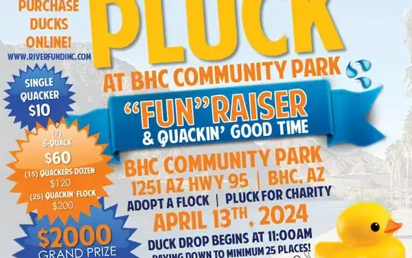 ‘The Great Duck Pluck’ slated April 13 as fundraiser for River Fund Food Truck Frendzy, children’s coloring contest included in event at Bullhead Community Park